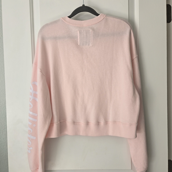 NWT- Hollister Pale Pink Cropped Crewneck Lightweight Sweatshirt Size Small - Picture 5 of 9